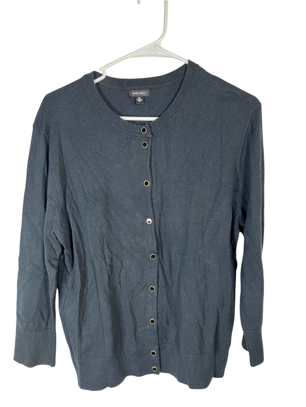 Nine West Black Button Up Cardigan Sweater Size XL
